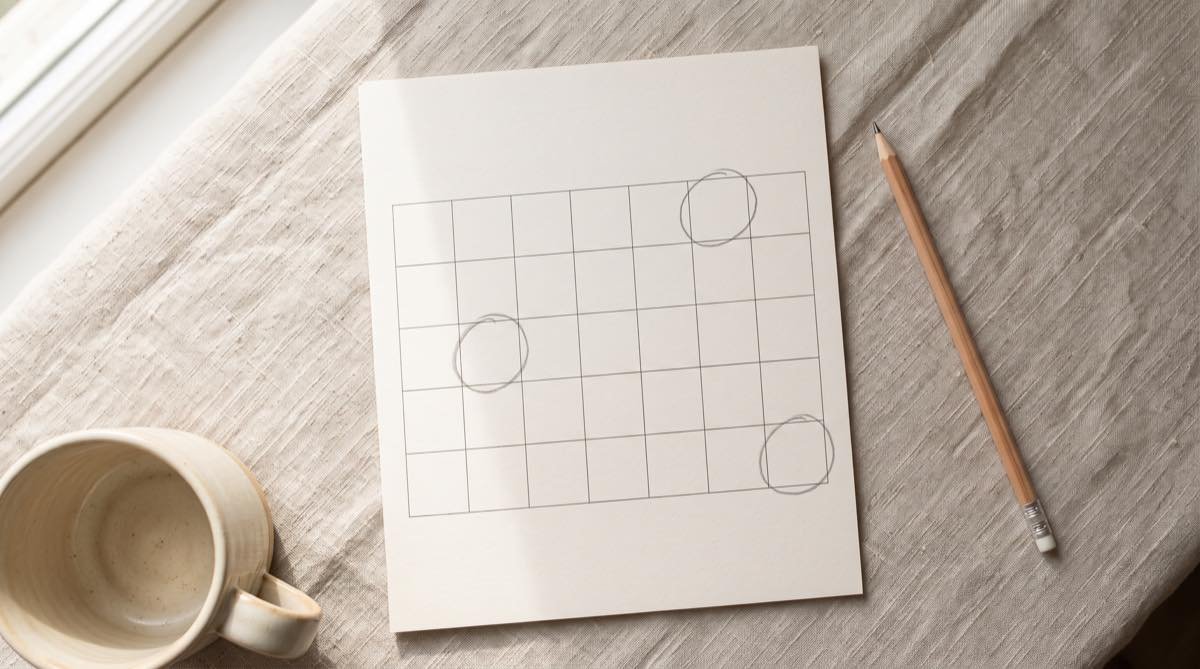 Calendrier avec des dates cerclées à intervalles irréguliers